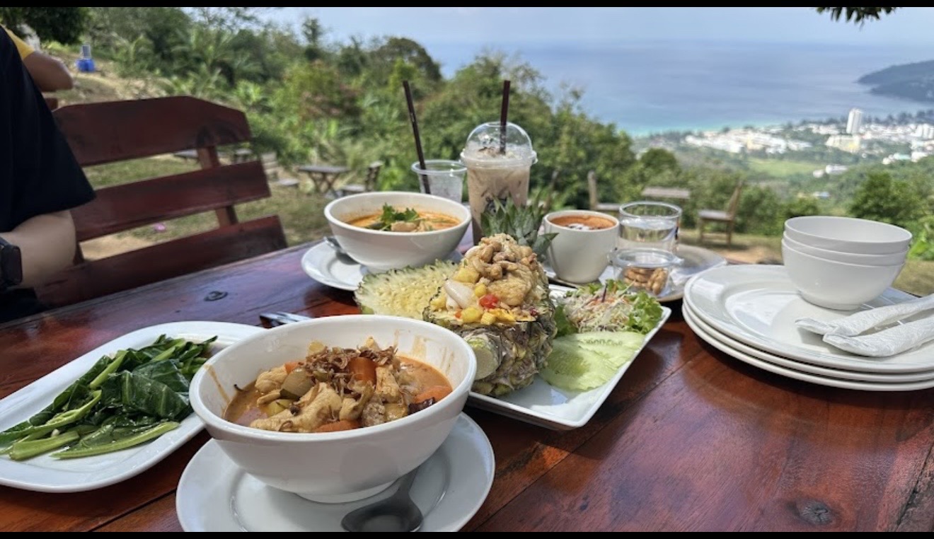Thai meal set on seaview table
